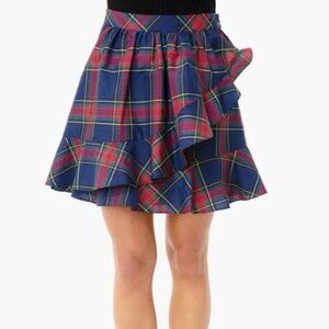 NWT Vineyard Vines Size 12 Jolly Plaid Party Skirt Deep Bay 2R001059 Ruffle Mini
